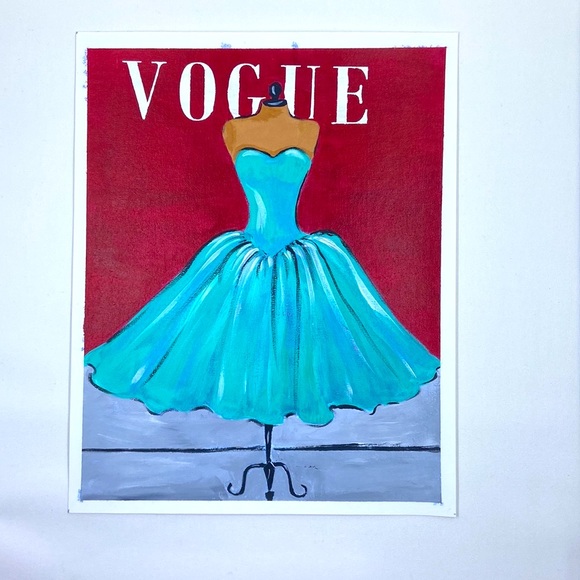 Original Acrylic Painting  Vogue Cover Fashion Art, Retro Fashion Wall Décor, - Picture 5 of 14